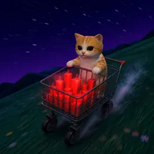 dip riding a shopping cart downhill